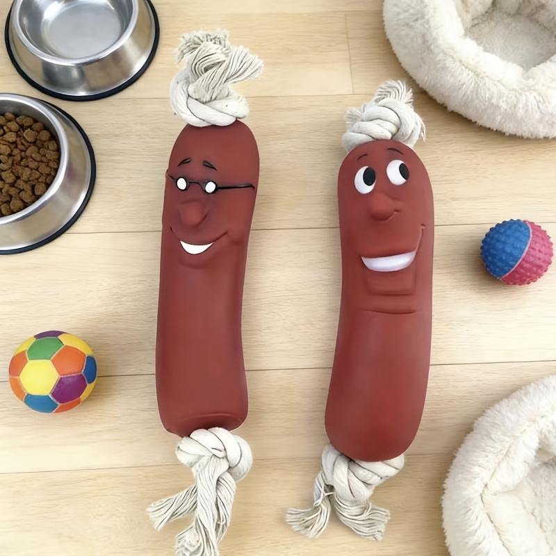 Dog Sausage Chew Toy - Bite-Resistant And Not Easy to Break, Interactive Training Teething Toy, Preferred Material, Sausage Design, Dog Chew Toy, Relieves Teething Discomfort