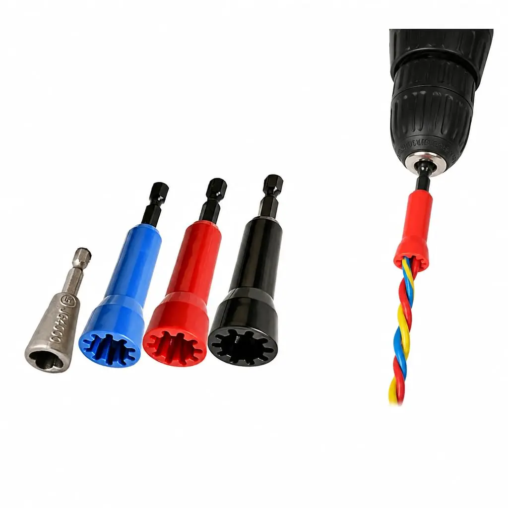 4 count Wire Nut ,  Wire  for  Drill with 1/4" Chuck, Spin Twist Wire Connector Socket for Wire Stripping and Twisting