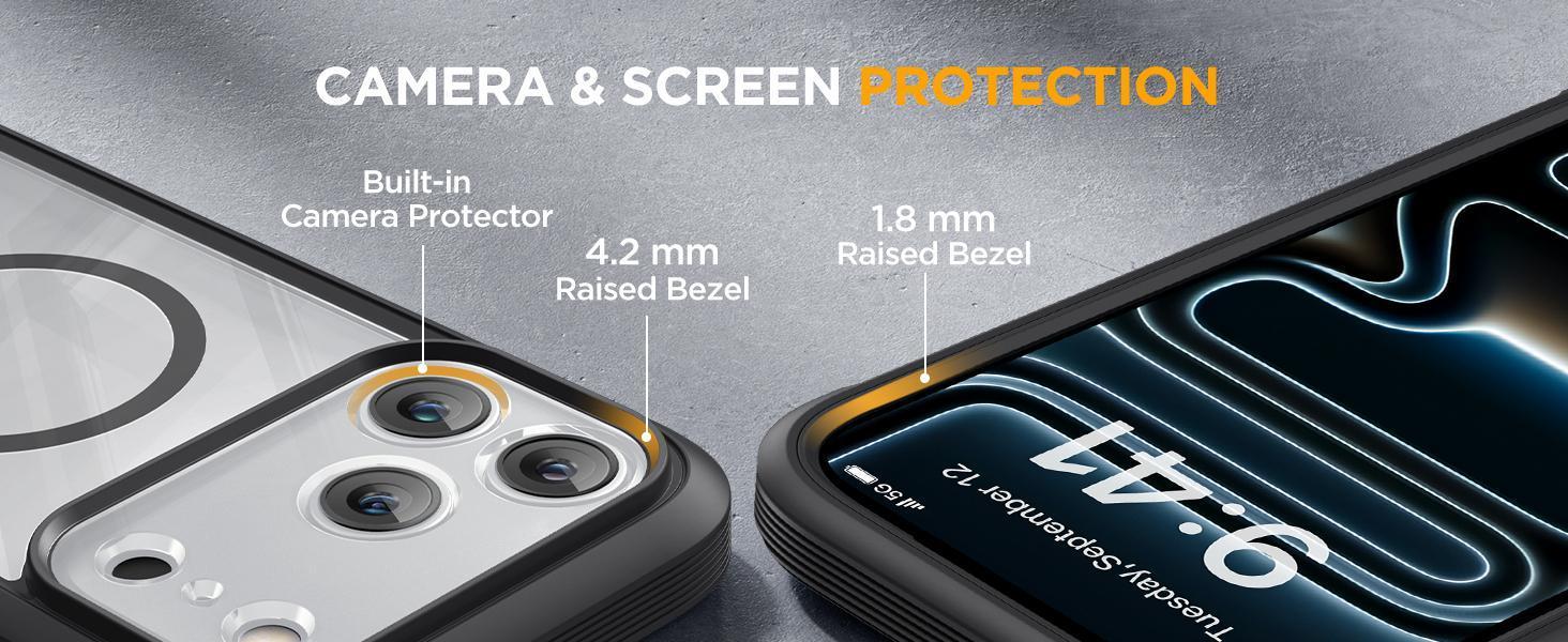 Miracase for iPhone 17 Pro Max Case 6.9" Full-Body Phone Case with Built-in Glass Screen Protector& Full Camera Protector, Camera Control [Magnetic with MagSafe] Drop Proof 17 ProMax Cover, Black