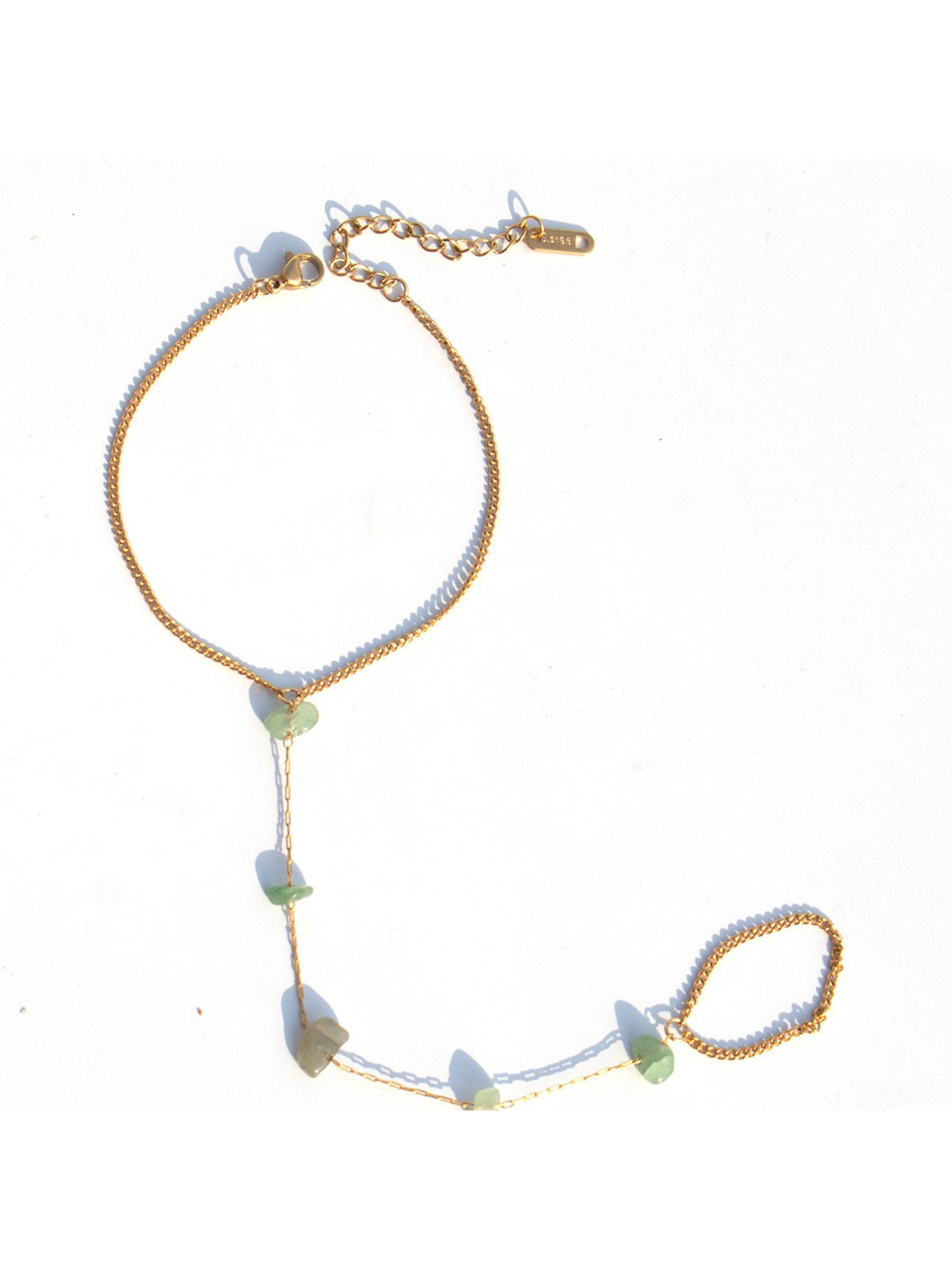 Natural Gemstone Back Bracelet Necklace, 14k Gold Plated Stainless Steel, Healing Crystal Pendant, Adjustable, Waterproof, Ideal Gift