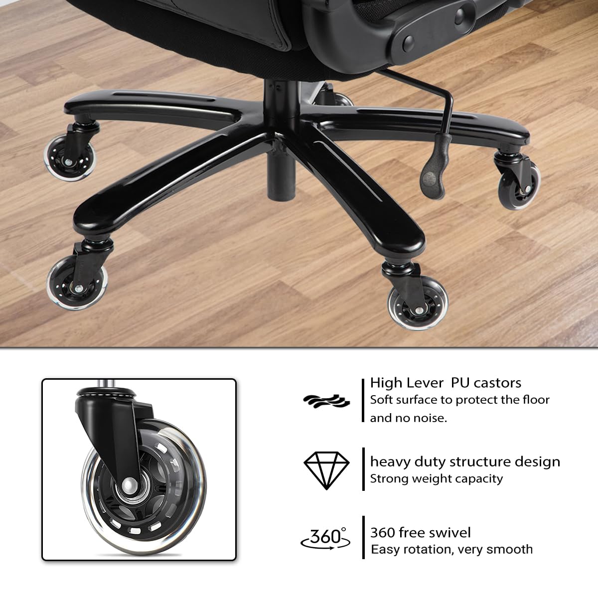 Okeysen Big and Tall 500lbs Office Chair Wide Spring Seat, High Back Large Executive Chair, Adjustable Lumbar Support Quiet Rubber Wheels Heavy Duty Metal Base, Office Chair for Back Pain