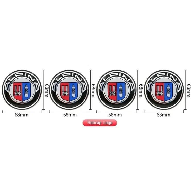 For Alpina Modified Front And Rear Car Logo Cover 68mm Wheel Hub Cover Logo Center Cover Steering Wheel Abs Badge Accessories.