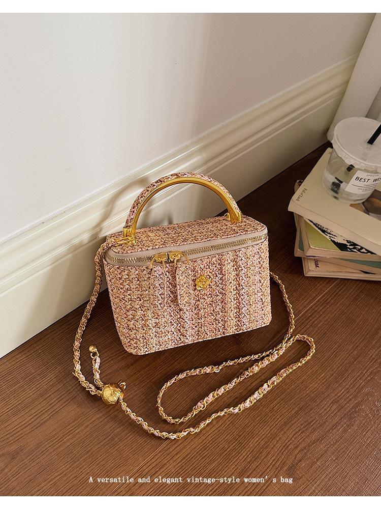 Korean Style Tweed Box Crossbody Bag | Elegant Light Luxury Shoulder Purse | Versatile Chic Handbag for Women