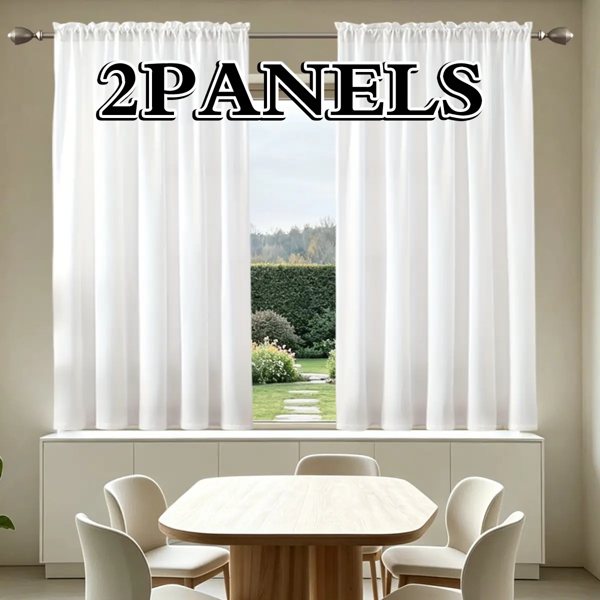 2-piece bedroom decor white phantom sheer curtains, lightweight textured curtains, modern semi-transparent filter fabric curtains, privacy and natural light filtering curtains, rod pocket style, suitable for bedrooms, kitchens, and bathrooms