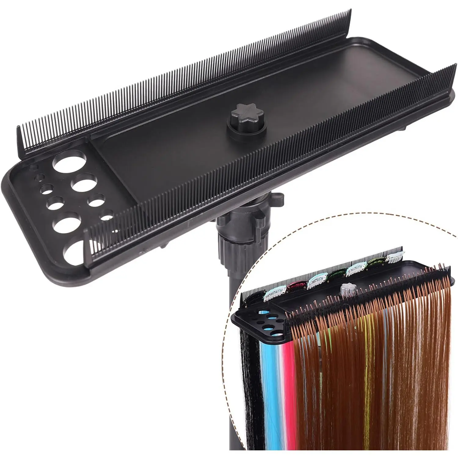 Hair Extension Holder Hanger Braiding Rack Extension Tool Double-Side Teeth Extension Display Holder Hair Separator holder for Hair Salon Home (Tripod not included)