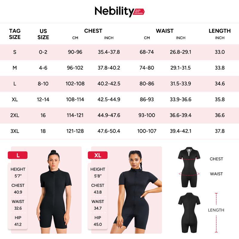 Nebility Women's Coated Athletic Zipper Workout Sweat Sauna Jumpsuit Stylish Activewear Workout Apparel Sporty Comfy Jumpsuit Tummy Control Jumpsuit Sauna Sports Jumpsuit Sports Outfits Stylish Activewear