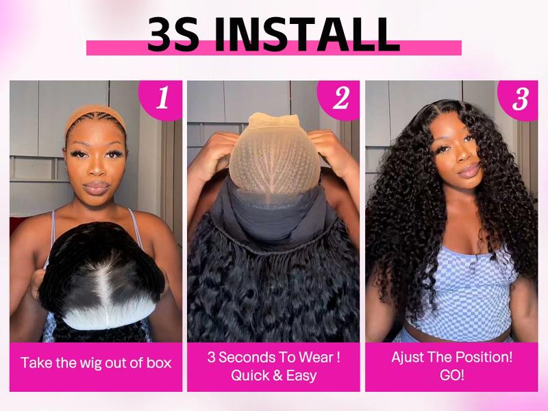 Afro Kinky Curly Glueless Wig 5x5 Bleached Knots Wear Go Wig Pre Cut HD Lace Front Wig 100% Kinky Curly Human Hair Wigs For Women