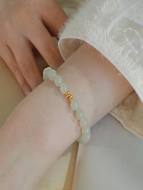 2pcs natural imitation Hetian Yuqing water string new Chinese luxury gold bead embellishment niche exquisite women's daily commute dating gift bracelet