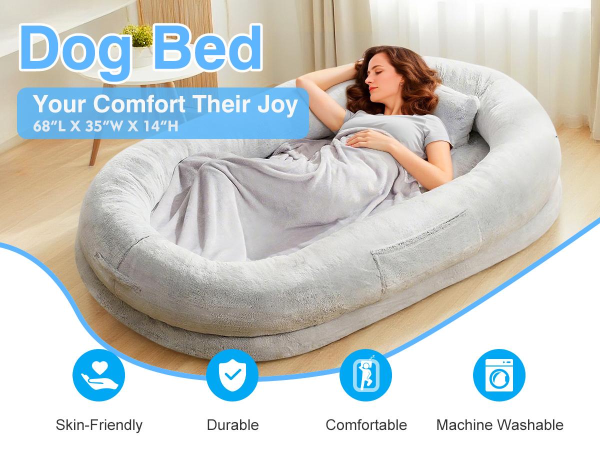 Cozy XL Human Dog Bed for Adults & Pets – Faux Fur Lounger with Pillow & Blanket, Washable Orthopedic Sofa for Deep Sleep & Relaxation – Perfect Gift for Pet Lovers tictok  shop contemporary easy care s greensboro furniture Coachella-mothersdaygift tiktok