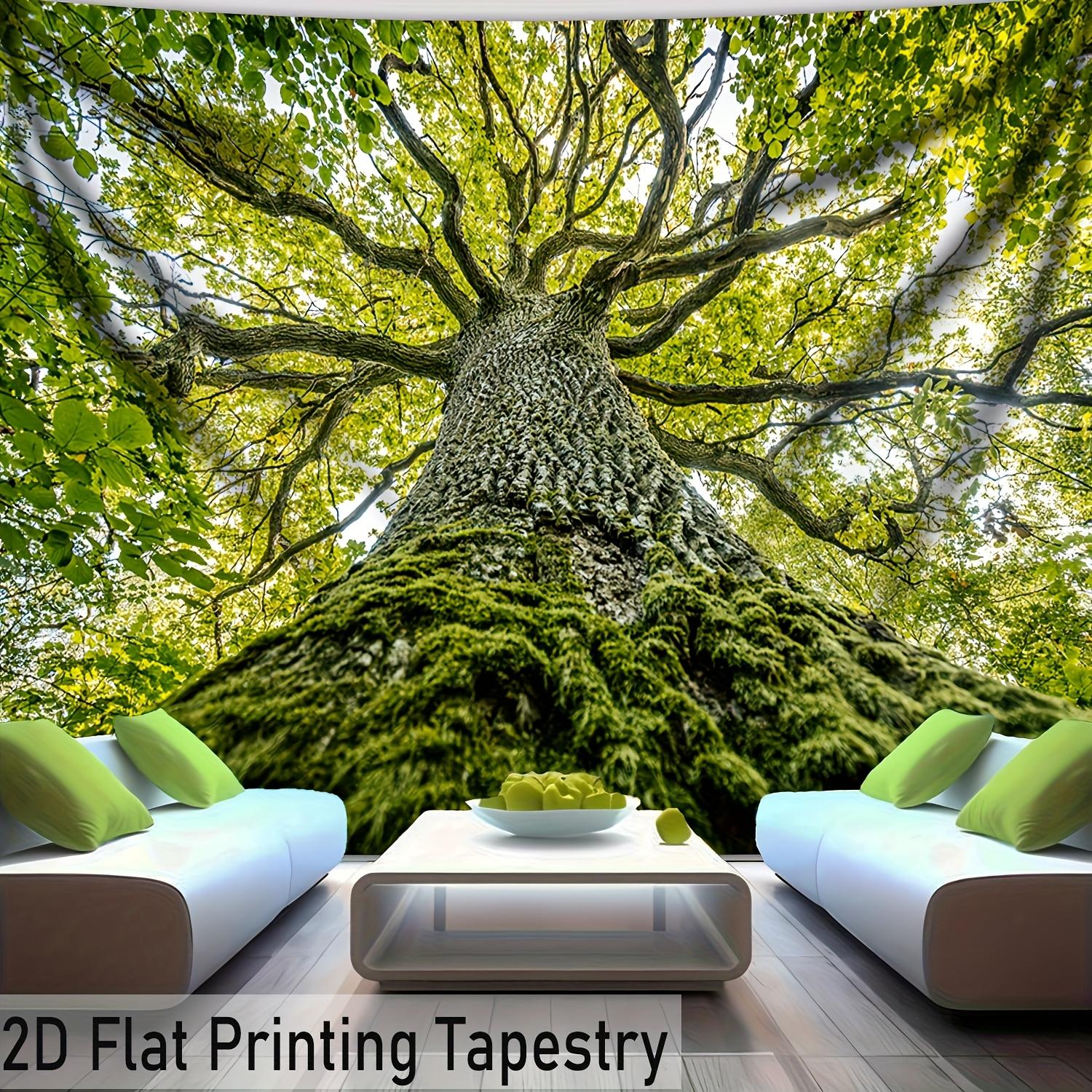 1pc Synthetic Ultra-Large Polyester Rectangular Wall Tapestry - Wrinkle Resistant, Durable, 2D Flat Print, HD Digital Ancient Tree Landscape, High Color Fastness, Home Decor Accessories, Home Inspo Indoor Art with Free Hanging Clips, Room Decorations