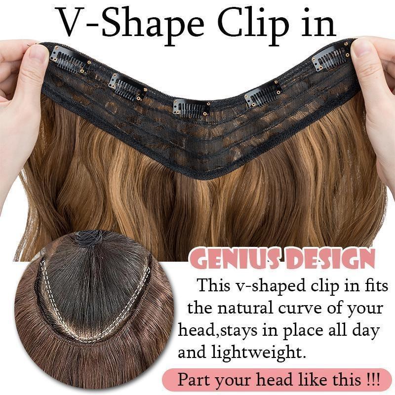 18" 45CM V-Shaped One Piece Clip In Hair Extensions Curly Wavy Hair With 5 Clips Synthetic Invisible Hairpieces For Women