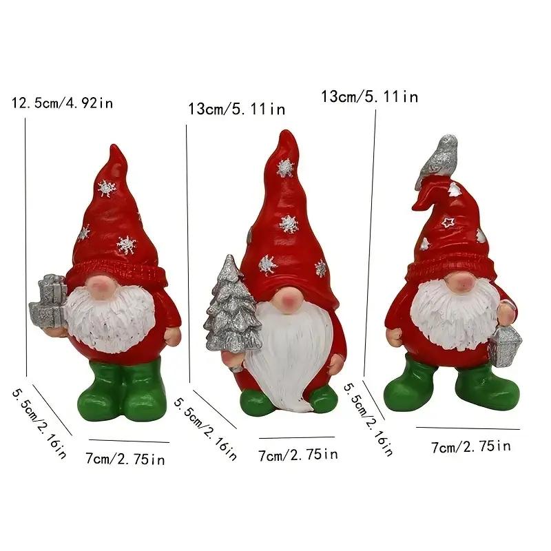 Set of 3 Resin Gnome Figurines, Home Decor & Kitchen Accessories, Perfect Christmas Living Room Decoration, Unique Gift Idea