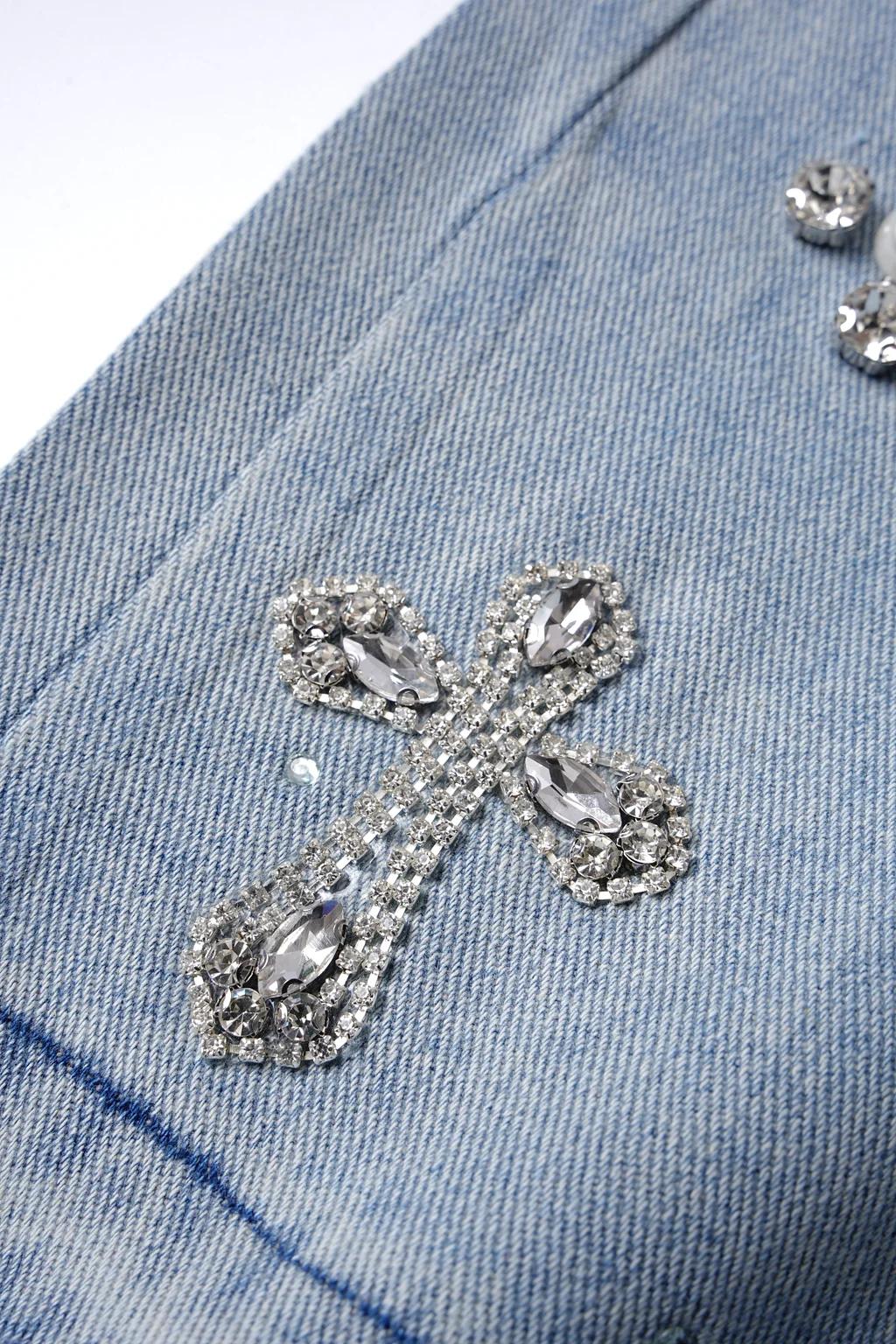 Sopula Studio Men's Hiphop Cross Hot Diamond Jorts Denim Shorts Streetwear Pocket SpringStatements