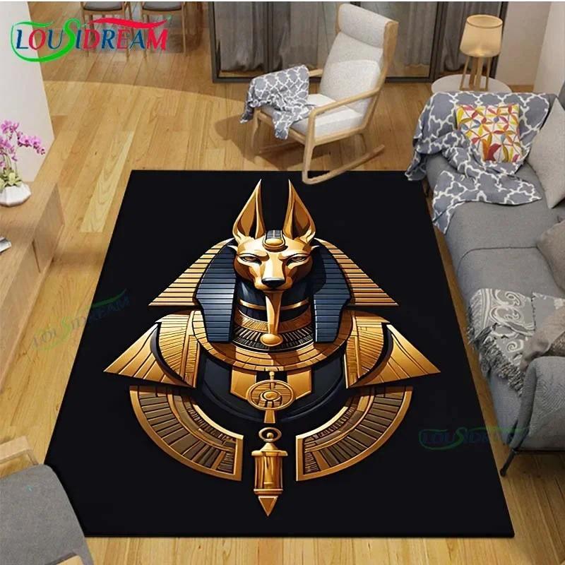 Luxury Ancient Egyptian Queen Flannel Area Rug - Golden Pharaoh Throne Print Soft Mat for Living Room, Non-Slip Historical Home Decor#EgyptianQueenRug #PharaohThroneMat #AncientEgyptianDecor #GoldenMythologyCarpet #NonSlipFlannelRug