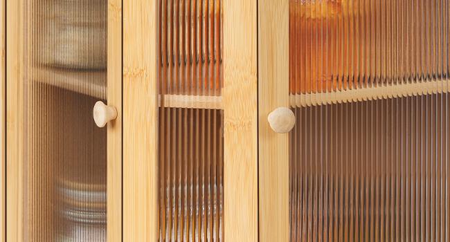 HOOBRO Bamboo Bread Box Large Capacity 2-Tier, Kitchen Countertop Corner Bread Box, Bread Storage Container with Dual Rippled Acrylic Doors, for Kitchen Food Storage, Natural#springtok