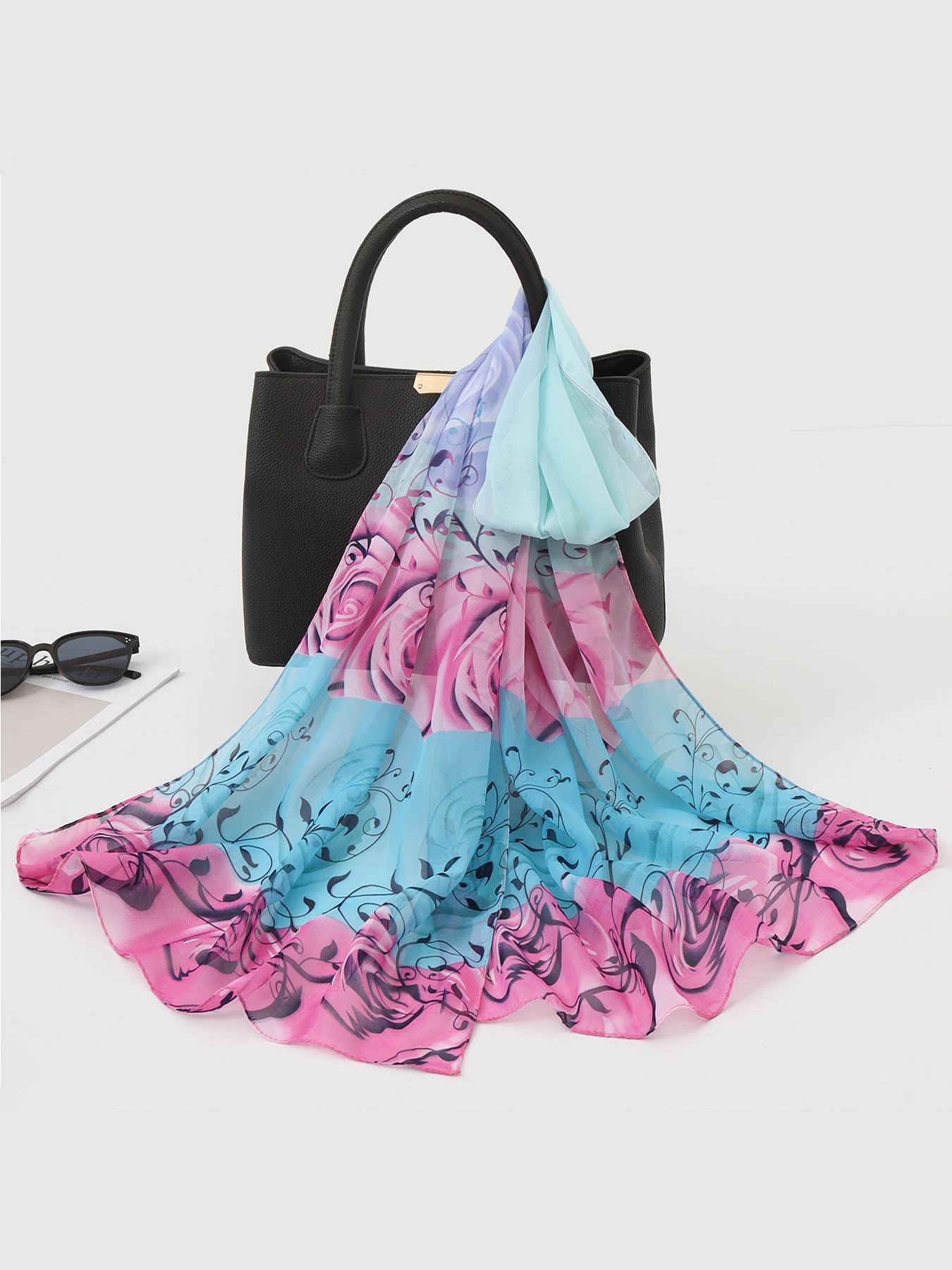 Women's Chiffon Scarf, New Floral Pattern, Korean Style, Loose-Fit, Casual, Long Summer Scarf, Elegant Travel Accessory