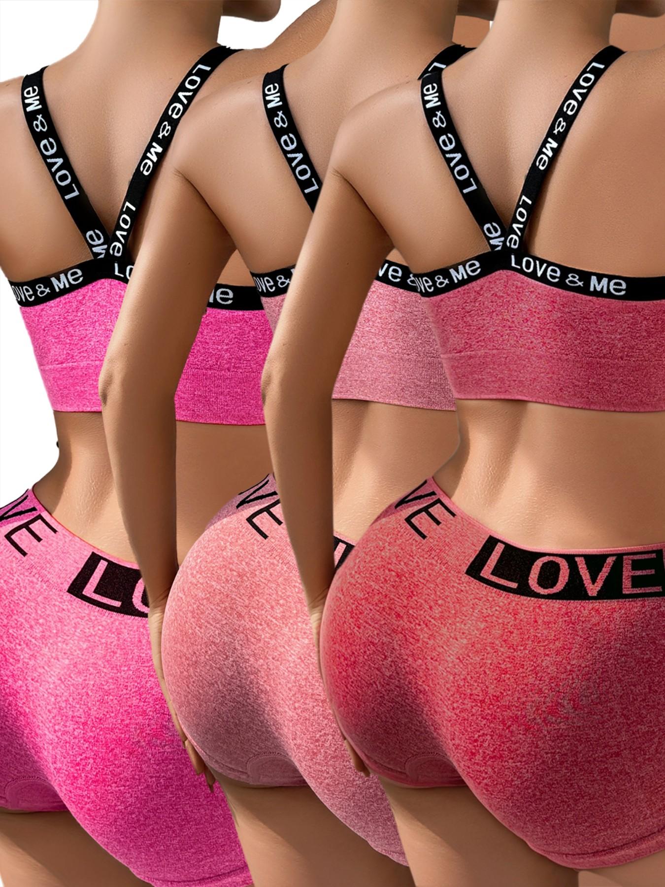 Women's 3/4/5 Piece Lingerie Set, Top and Bottoms, Seamless Comfort, Daily Wear, Casual Style, Fitted, Medium Support, All Seasons