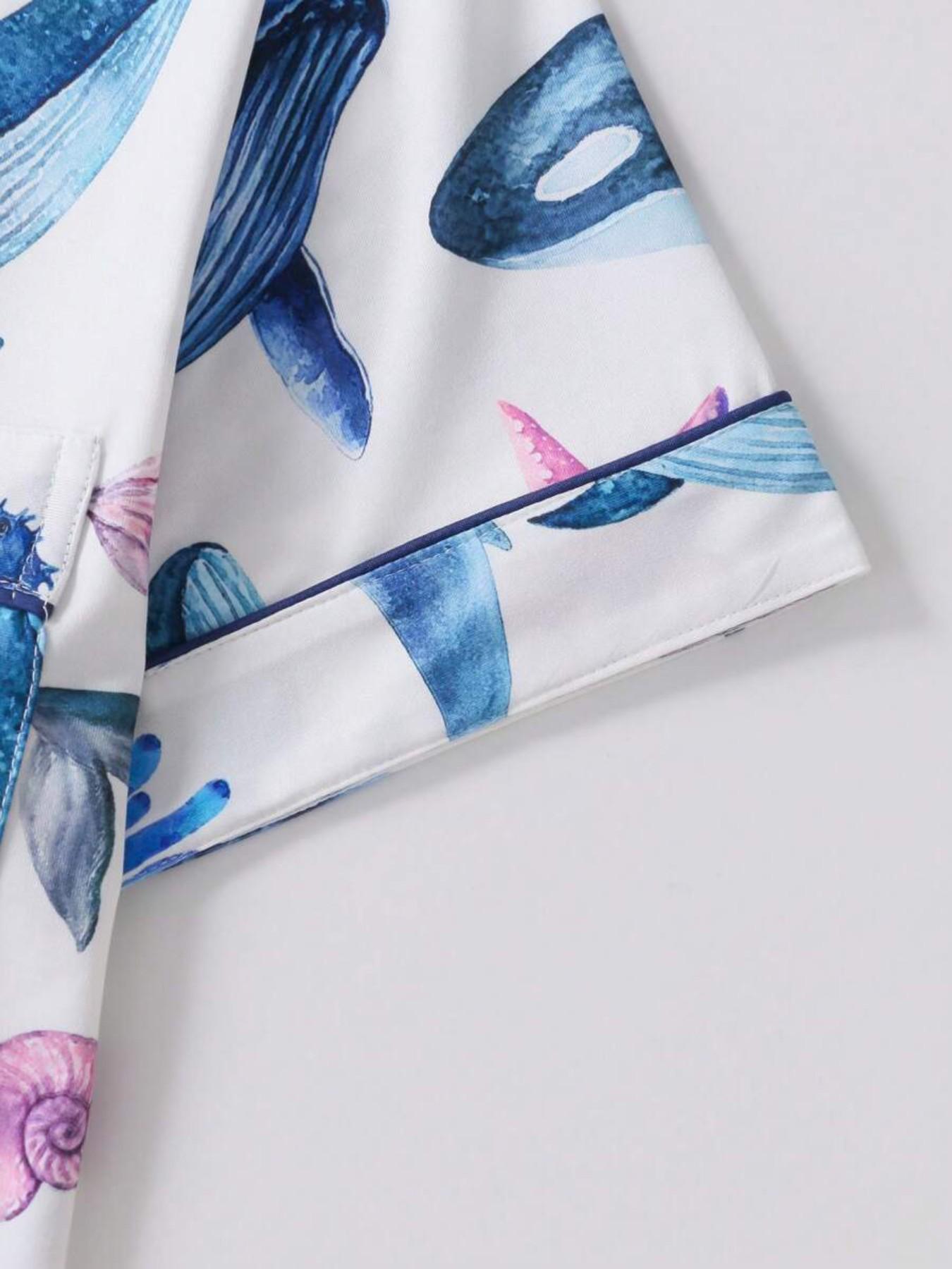 Women's Sleepwear Set Cartoon Pattern, Loose Fit Comfortable Short Sleeve Pajamas, Casual Home Wear Loungewear for Ladies