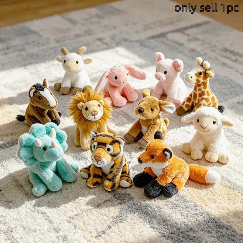 5.9inch Realistic Animal Plush Doll, Zoo Small Animal Plush Toy, Kawaii Sitting Figure Gift, Soft PP Cotton Filled, Cute Soft Adorable Stuffed Animals, Valentine Birthday Christmas Holiday Gift