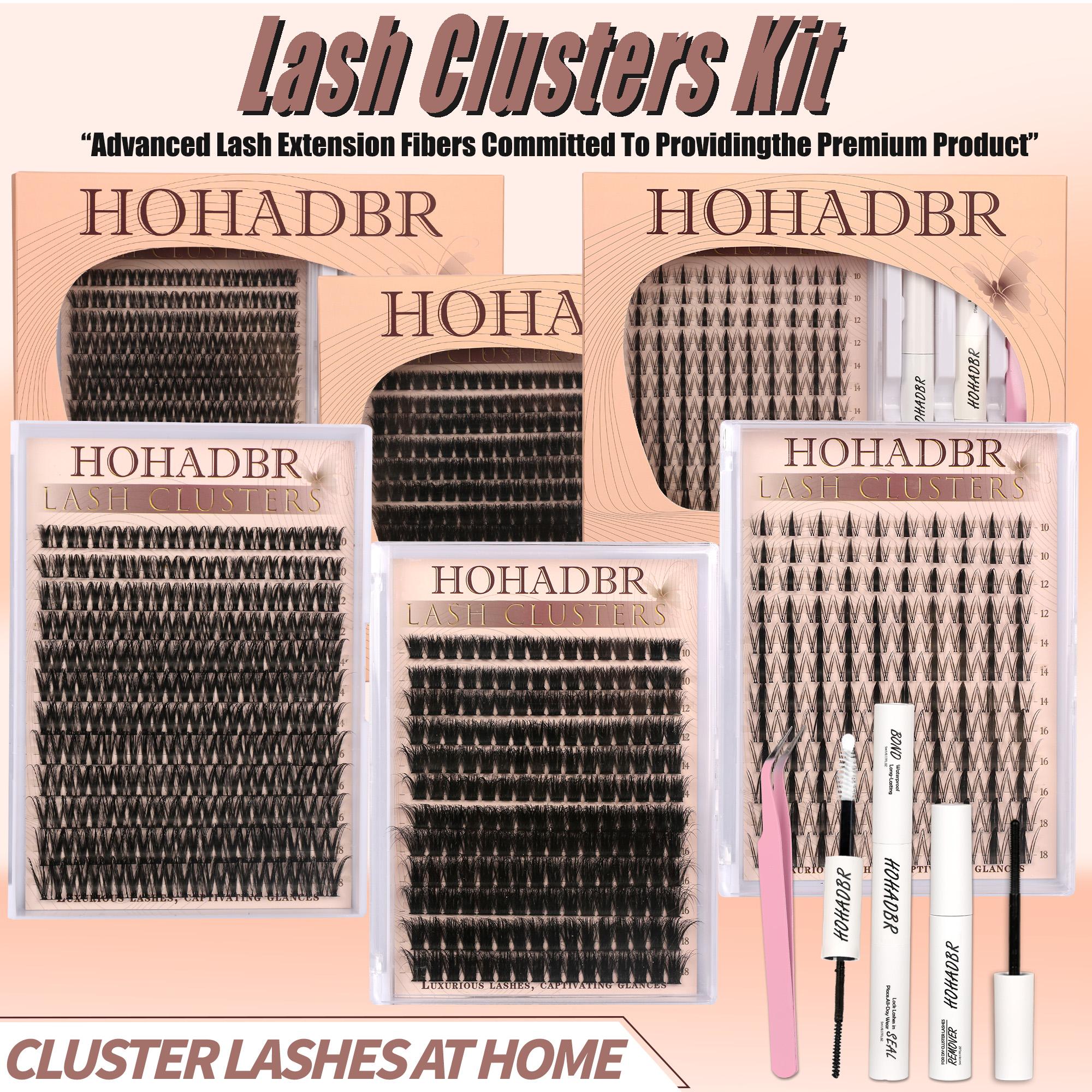 Lash Clusters Kit Natural Individual Lashes Wispy Eyelash Extensions 10-16mm DIY Lash Extension Kit Lash Bond and Seal Waterproof, Lash Applicator, Thick False Eyelashes Kit