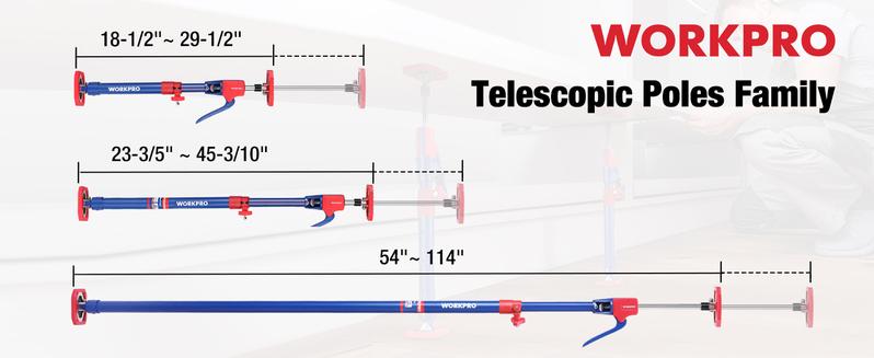 #JumpstartSale WORKPRO Cabinet Jack Support Pole, Steel Telescopic Quick Support Rod Adjustable 3rd Hand Support System with 154 lbs Capacity for Cabinet Jack, Drywall Jack& Cargo Bars, 2-Pack