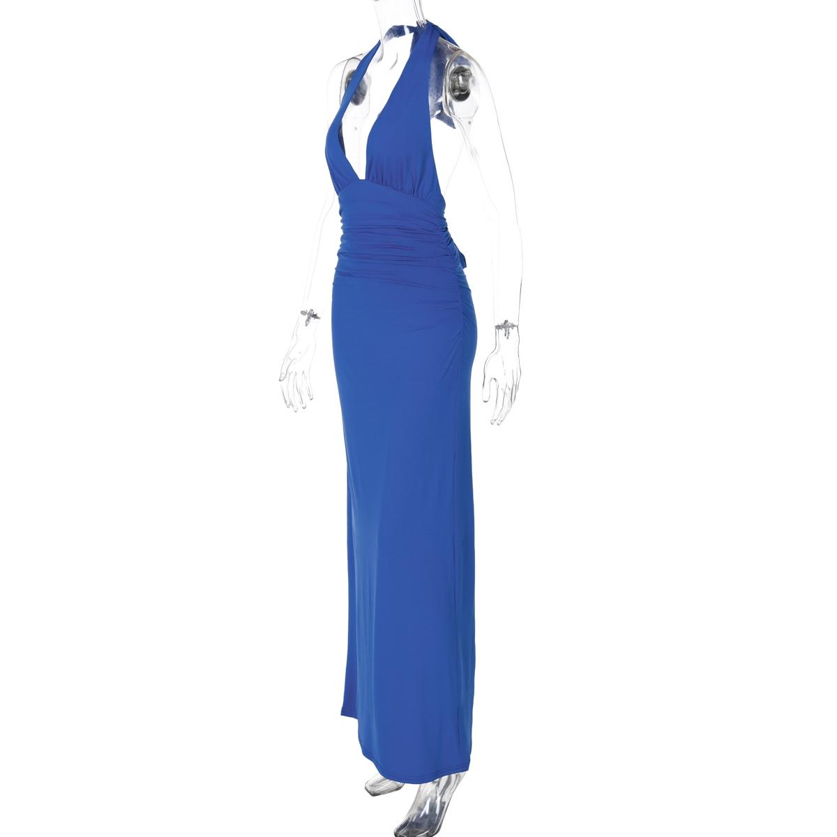 Women's Solid Backless Halter Neck Bodycon Evening Cocktail Dress, Fashion Casual Sleeveless Dress for Party Club Dating Wear, Ladies Summer Clothes Womenswear