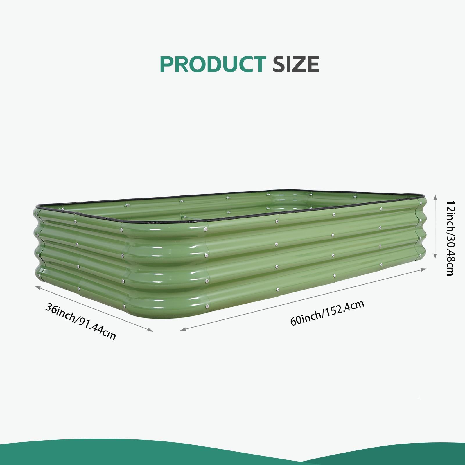 1pc 5x3x1ft Raised Garden Bed Kit, 5-in-1 Modular Galvanized Planter Box, Heavy-Duty Metal Bed for Vegetables/Flowers, Easy Assembly Outdoor Planter for Backyard Patio Lawn