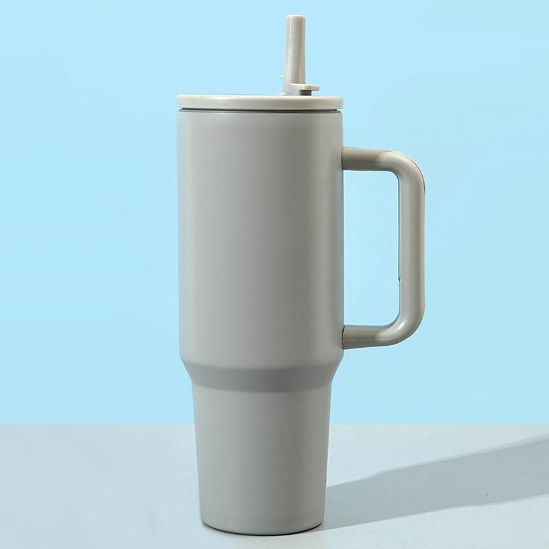 1pc 40oz Stainless Steel Insulated Tumbler with Handle, Leakproof Insulated Tumbler, Vacuum Mug with Lid and Straw, Double Wall Thermal Cup Keep Hot 12H/Cold 24H, Travel Coffee Tumbler for Car, Office, Gym, Great Gift for Women, Men, Friends