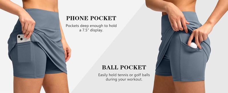 G Gradual Women's Golf Skirts Skort 4 Side Pockets High Waisted Stretchy Tennis Skirt with Short Athletic Casual