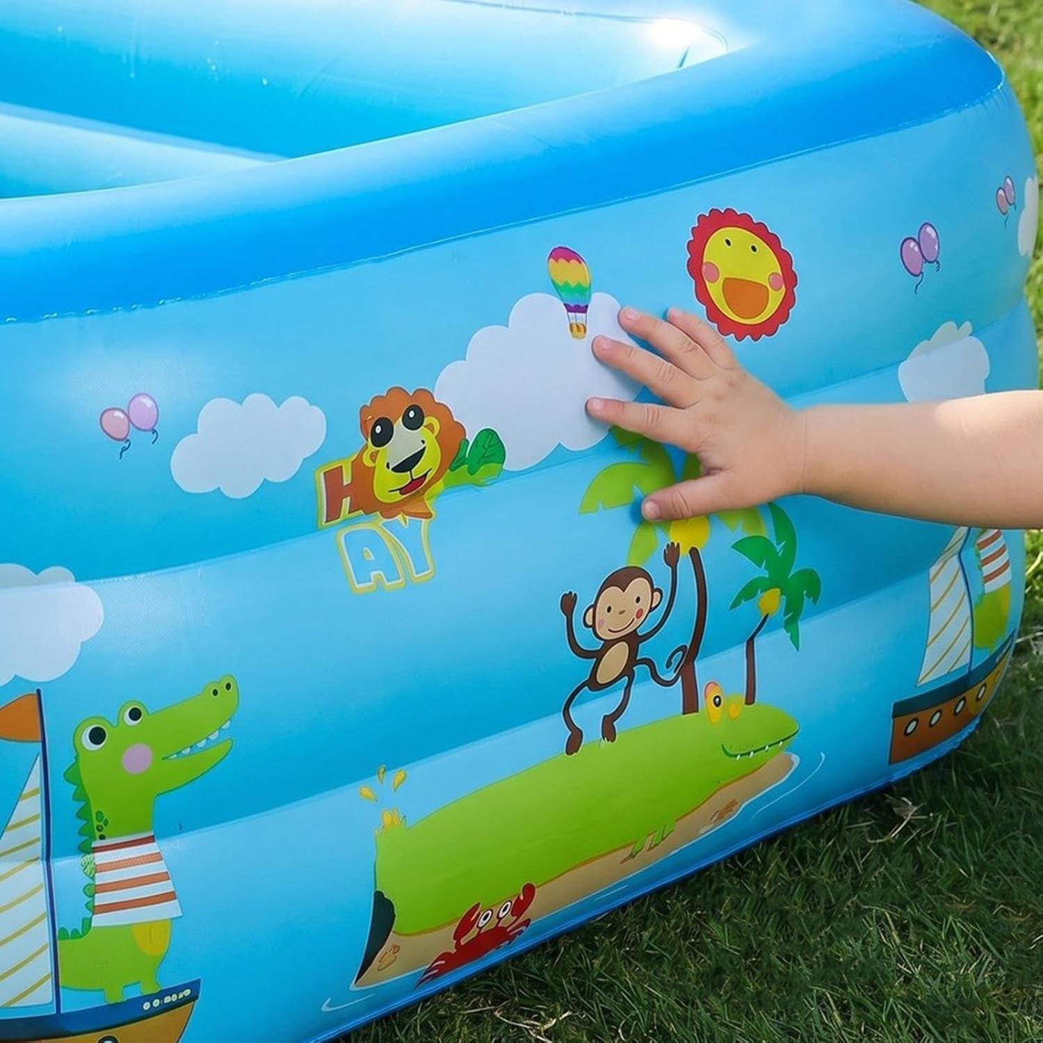 1.2-meter Thickened PVC Inflatable Swimming Pool, Portable Outdoor Camping Inflatable Pool, Kiddie Pool, Essential for Family Fun in Gardens, Lawns, and Indoor/Outdoor Summer Parties