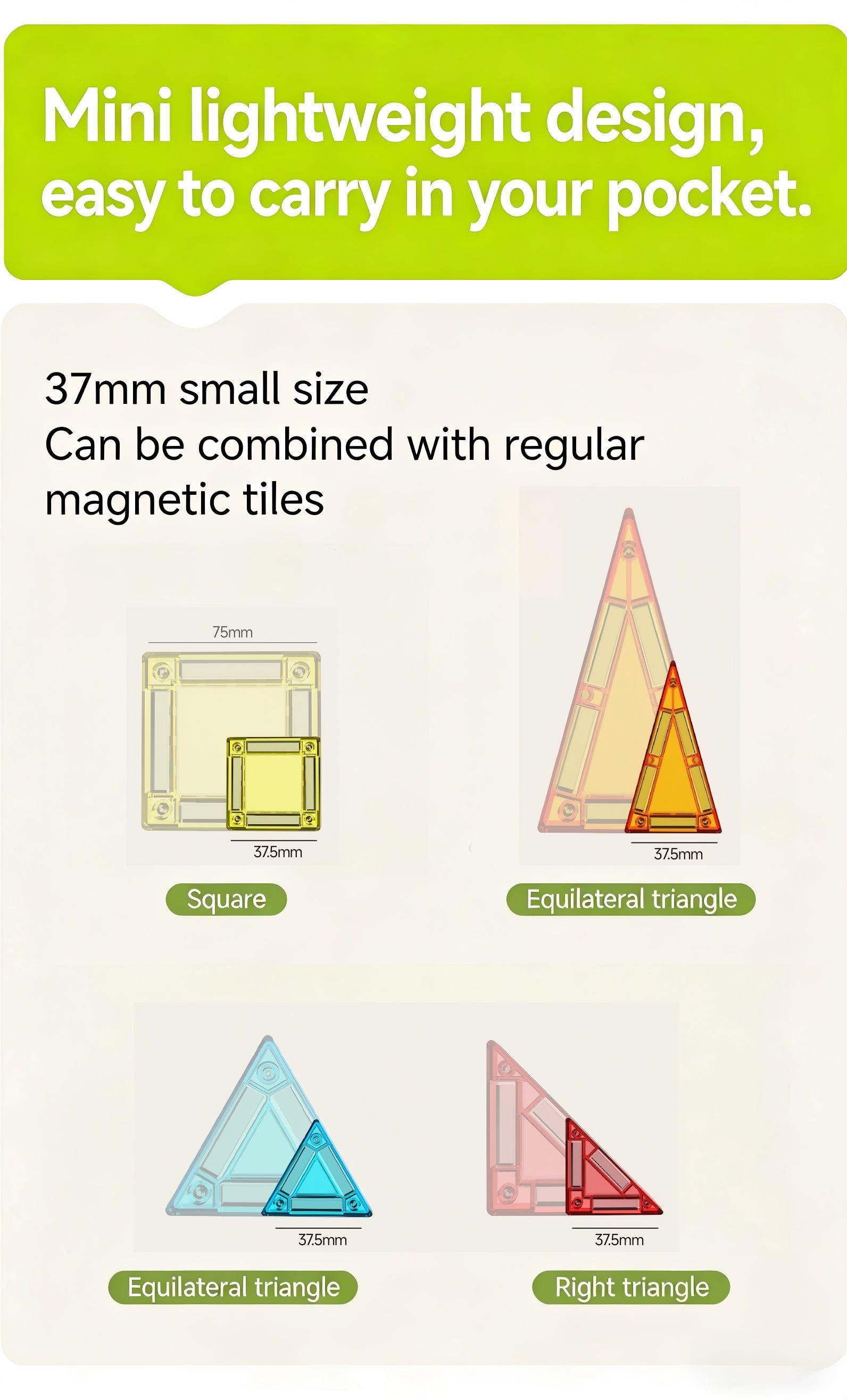 3.75cm Magnetic Color Window Tiles, Pocket Mini Portable Travel Iron Box Set, Educational Toy, Holiday Gift, Easter, Kids' Day, Christmas