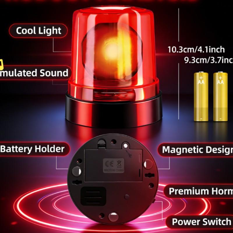 Electric Warning Light Toy, Child Firefighter and Police Role Play, Flashlight and Sound Effects, Magnetic, Adhesive to Doors and Cars