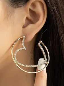 Large Heart Full Diamond Earrings, High Shine Energy, Perfect Gift for Friends and Lovers, Stylish Jewelry, Statement Earrings