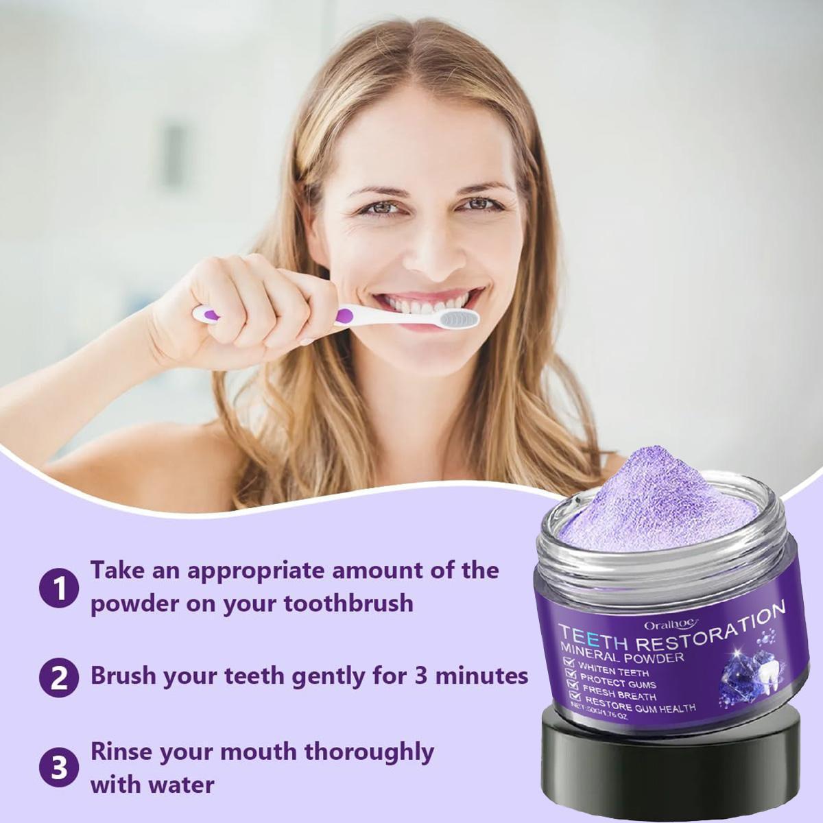 Purple Teeth Restoration Mineral Powder | Peroxide-Free Mineral Tooth Powder for Strengthening Teeth & Gums, Daily Use 50g Purple Teeth Restoration Mineral Powder | Peroxide-Free Mineral Tooth Powder for Strengthening Teeth & Gums, Daily Use 50g