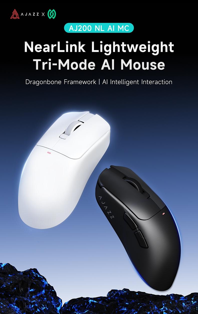 Mage Aj200 Nl Ai Mc Three-Mode Wireless Ai Mouse, Lithium Polymer Battery, Bluetooth-compatible Connectivity, Ergonomic Design, USB-C Charging