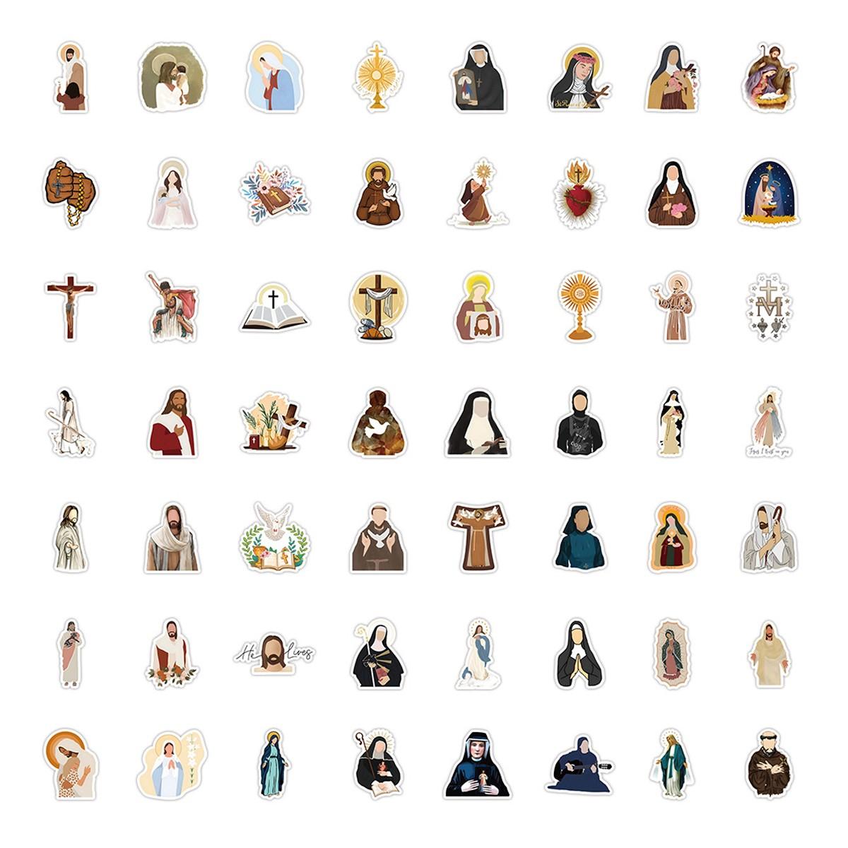 1Pc 50PCS Vintage Monk Stickers Aesthetic Religious Art Vinyl Waterproof Decals Funny Unique Graffiti Sticker Pack for Laptop Water Bottle Phone Case Skateboard Helmet Scrapbook DIY Decor Gift Spring Summer Party Supplies