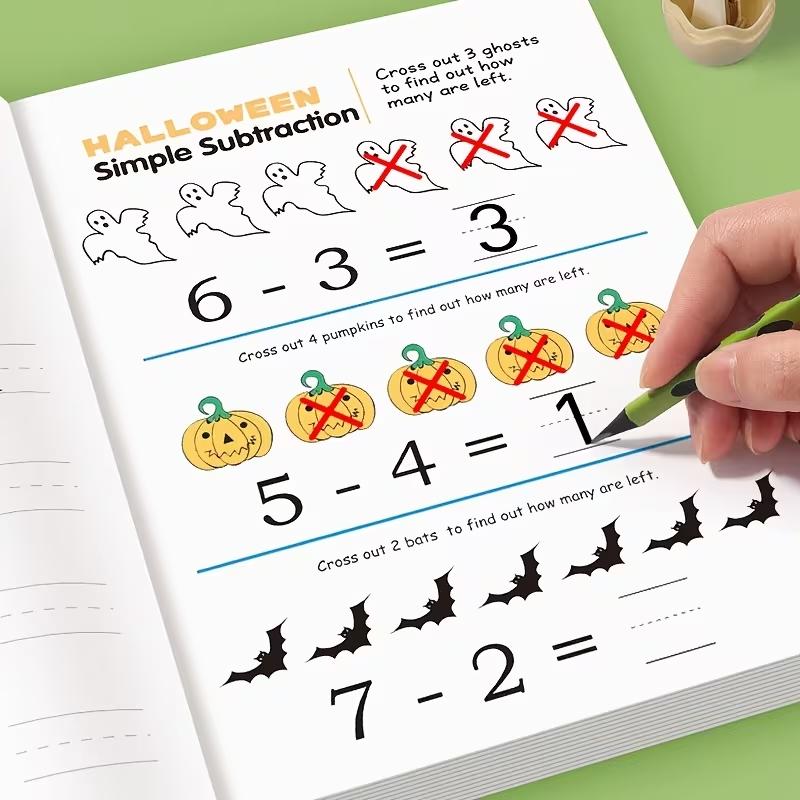 64 Pages Mental Math Workbook Set, Addition & Subtraction Up to 10, Suitable for 3-6 Years Old, Fun Learning Activities for Classroom & Home