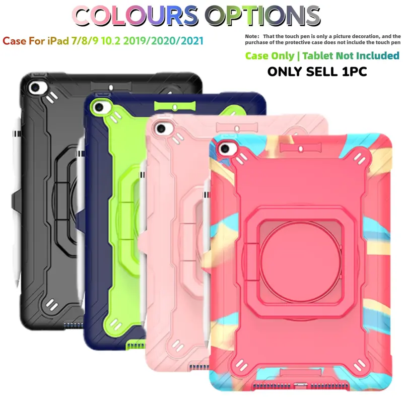 Case for iPad iPad 7/8/9 10.2 2019-2021 & Air4/5/6/7/8 11inch & Pro 11 2024 2025 & iPad Pro 11(4th/3rd/2nd/1st)/2018/2020/2021/2022 Tablet Casing ,360 Degree Rotating Handle Stand Shockproof Silicone PC drop-resistant protective iPad Covers (Case Only)
