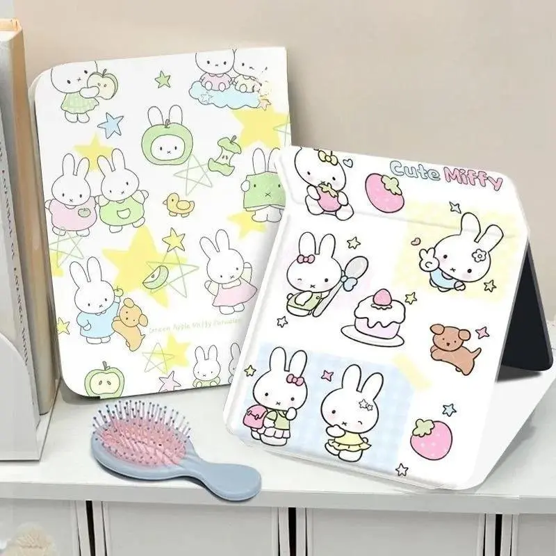 Miffy Cherry Bunny Foldable HD Makeup Mirror Portable Cosmetic Vanity Mirror for Dorm/Bedroom cartoon Snowflake design