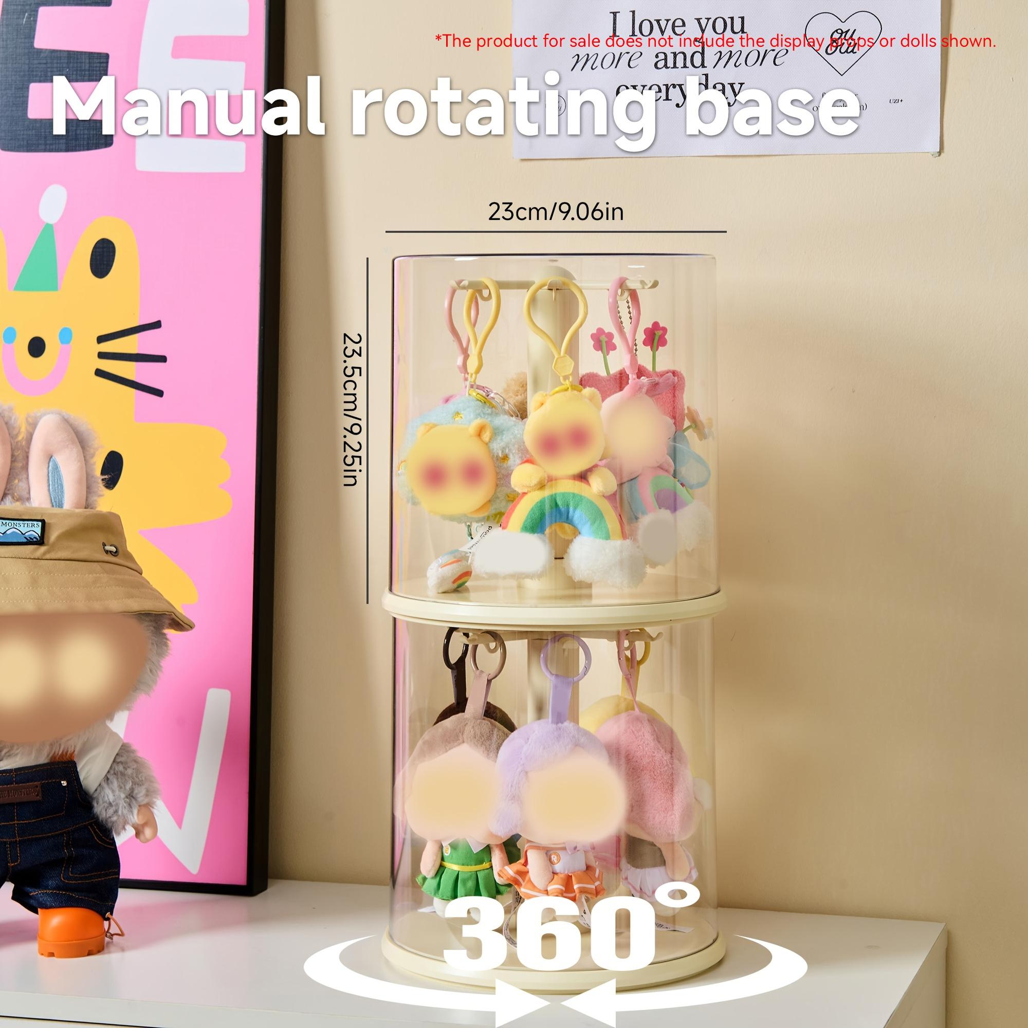 Plush Hanging Display Storage Box, Dustproof Organizer Boxes, Partially Rotatable Design, Transparent Dustproof Cover, Suitable for Pop Plush Toys, Labubu, Skullpanda