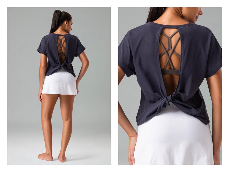 Colorfulkoala Women's Loose-Fit Batwing Sleeve Top – Back Twist Design, Crew Neck, Mid-Length, Eco Sorona Fabric