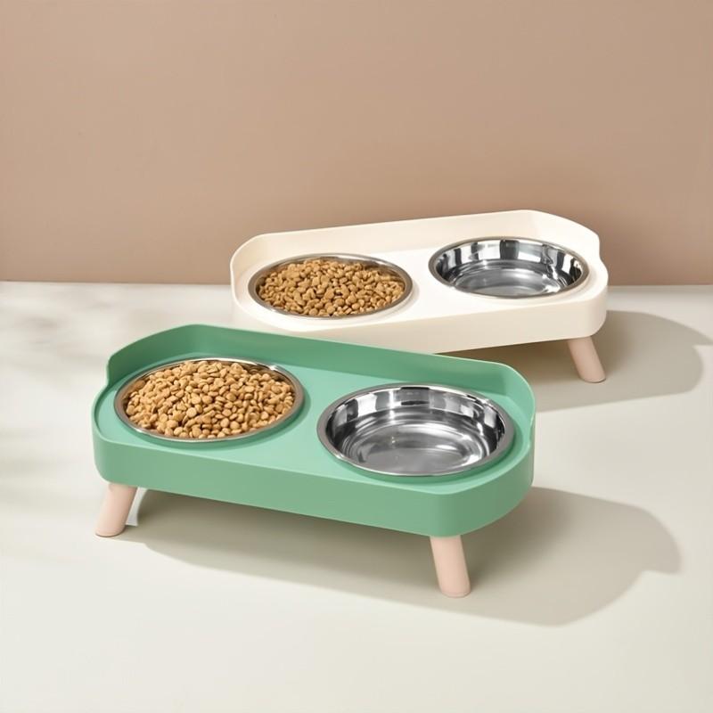 Cat Feeder 2-In-1, Stainless Steel Non-Slip Dual Bowl, Easy Clean, Multiple Colors, Perfect Gift, Anti-Tip Pet Food and Water Dish