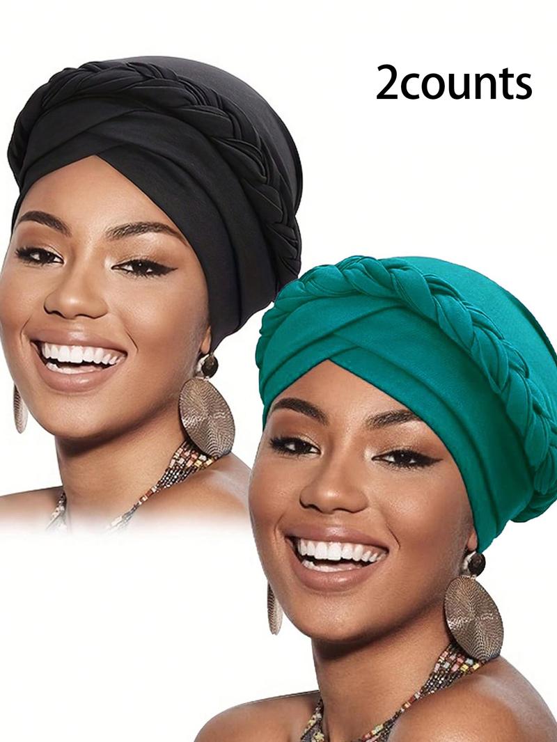 Women's Simple Style Plain Color Braided Design Turbans, 90s Vintage Hats for Women, Beach Essentials, Casual Trendy Hair Bonnet, Fashion Hair Accessories for Daily Use, Fashion Matching Hat