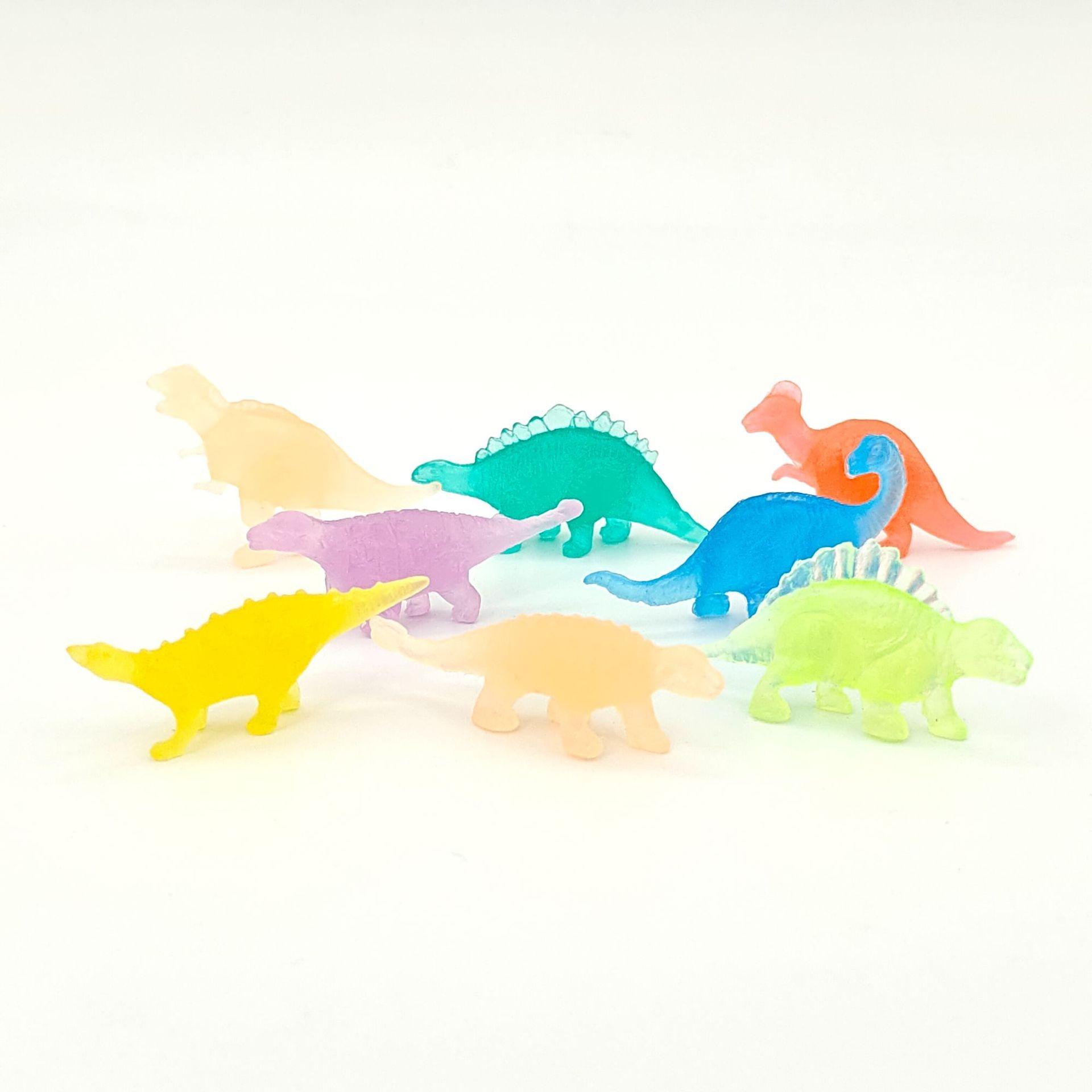 Mini Solid Color Dinosaurs, 25 Glow-In-The-Dark Soft Gel Models, 5cm Realistic Toys, Durable, Washable, Perfect for Classroom, Home, Parties