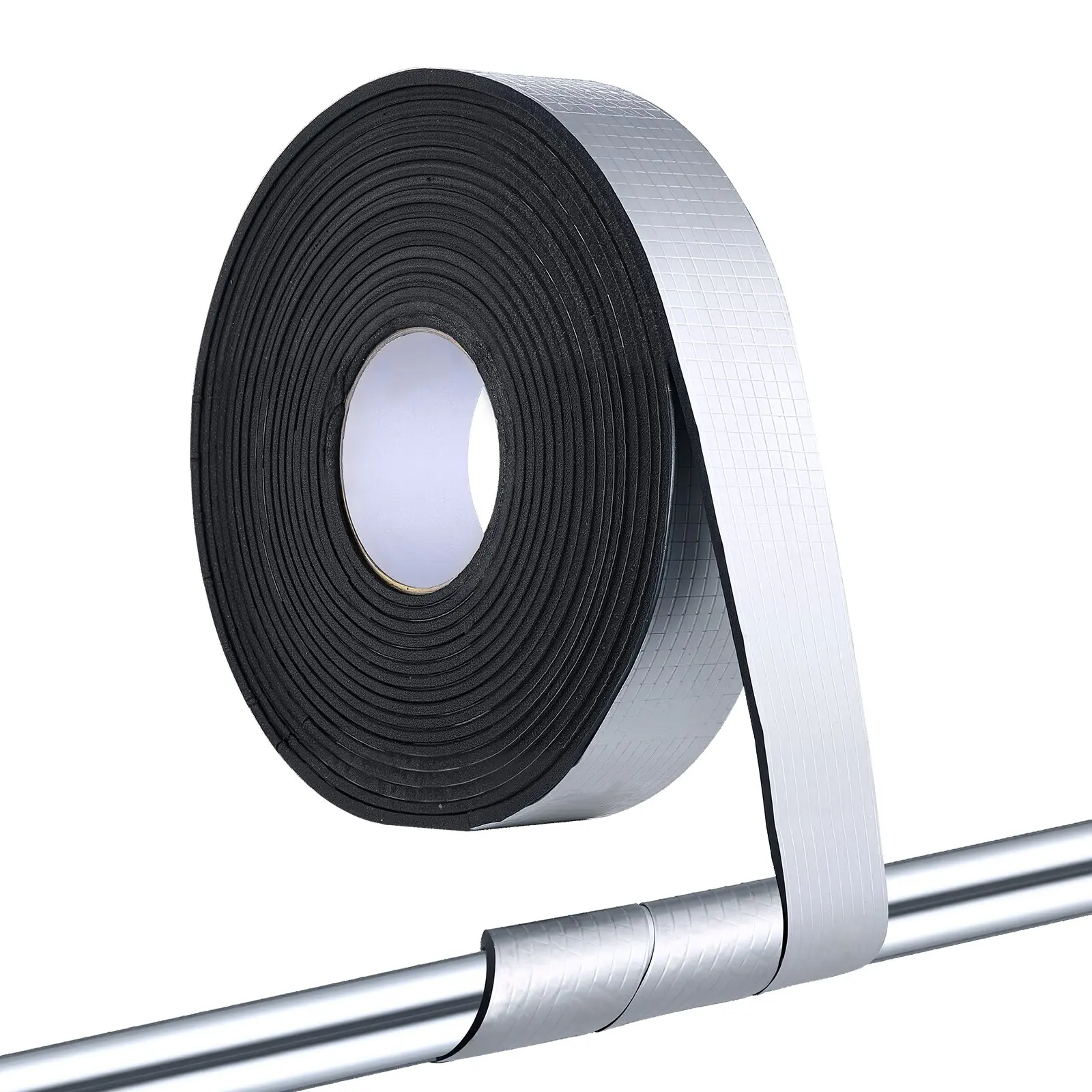 VEVOR Pipe Insulation Wrap, 32.8 FTx 2-inch Pipe Insulation Tape with Aluminum Foil Layer, Self-Adhesive Foam and Foil Pipes Wrap for Freeze Protection, Heat Cold Resistant for Outdoor Indoor Use