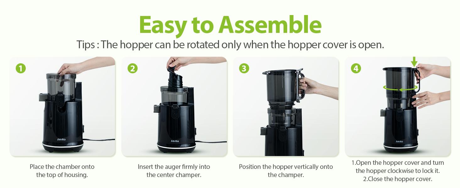 Aeitto Max5 Juicer, Cold Press Juicer with 5.8" Large Feed Chute,1.7L Large Capacity, 250W Whole Masticating Juicers for Vegetable and Fruit, High Juice Yield, Easy to Clean with Brush, Ice Fruit, BPA-Free, Smart recipes App