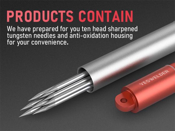 YESWELDER Pre-Sharpened TIG Welding Tungsten Electrode | 2% Thoriated 1/8" 1/16" 3/32" x 7" (Red, WT20/EWTh-2) 10-pk