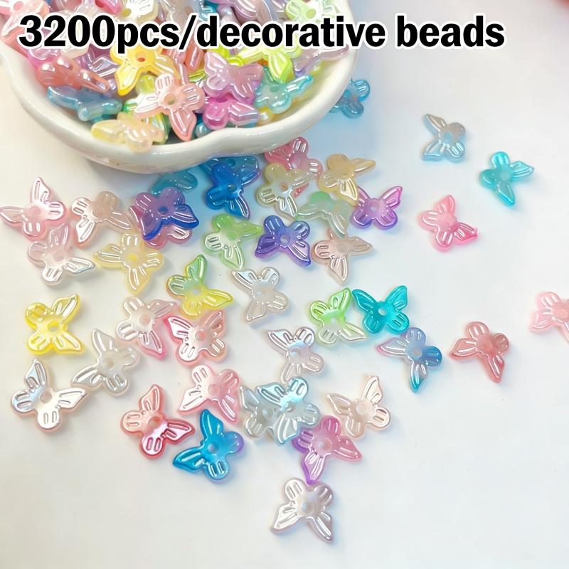 3200pcs DIY Headpiece Accessories, Dual Color Lustrous Butterfly Beads, Handmade Jewelry Materials, Craft Supplies for Creators