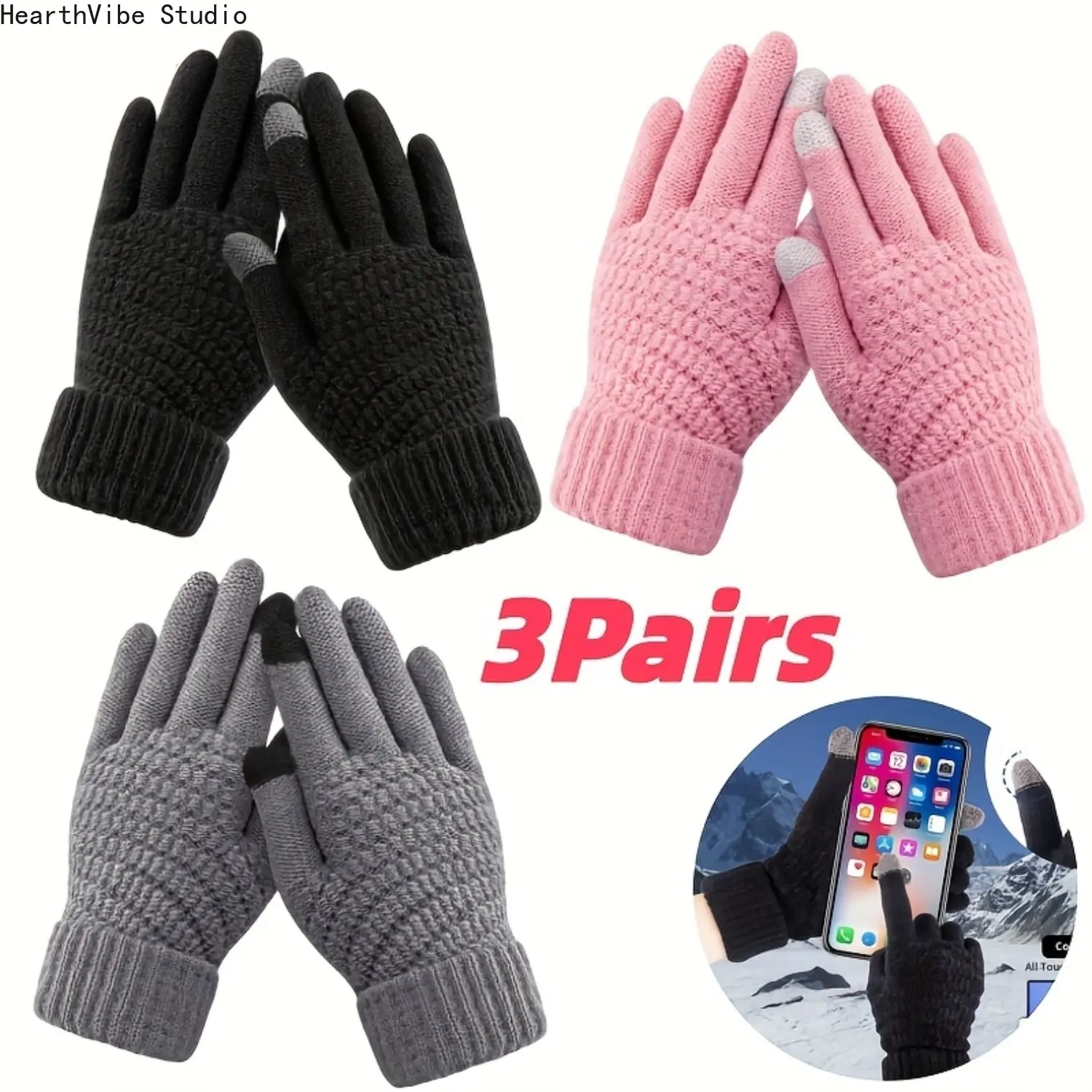 3. Winter gloves, men's and women's, winter gloves, warm winter gloves, non-slip outer gloves and ski gloves, unisex winter gloves, for self-use, hiking, outdoor activities and cold days.