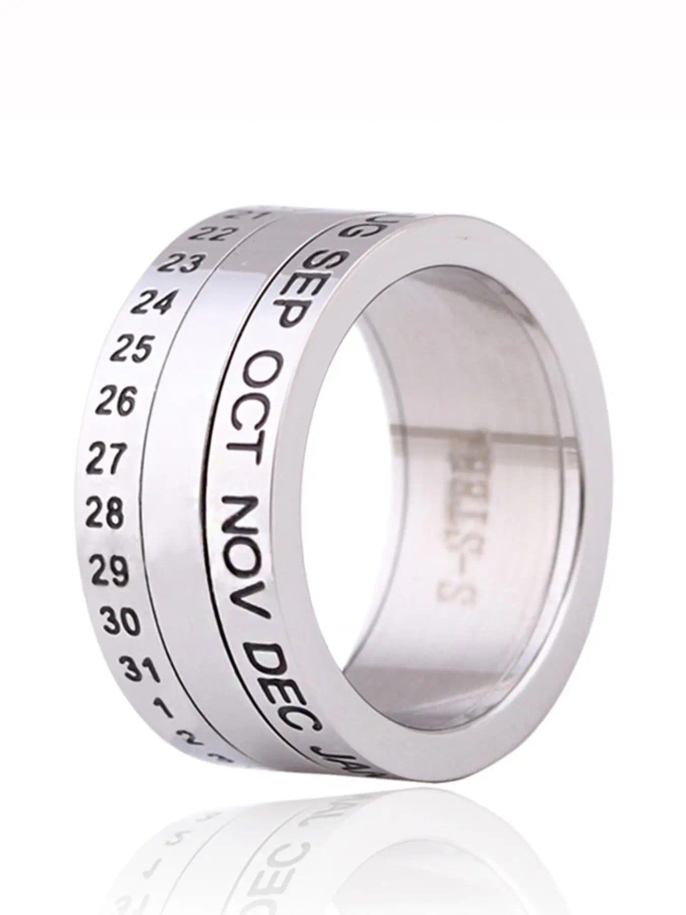 Men's Stress Relief Rotating Ring - Matches Simple Wedding Ring - Month Letters Can Rotate on Men's Ring - High-Quality Stainless Steel Material - Casual Sports Style Jewelry - Men's Ring - Stainless Steel Punk Party Ring - Jewelry